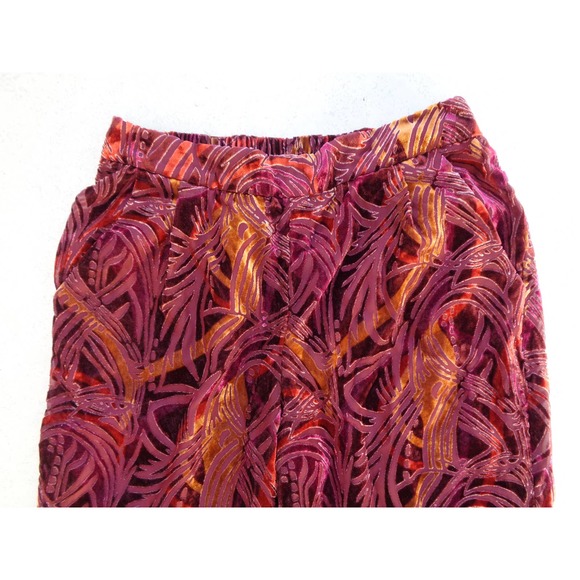 Free People Velvet Abstract Burgundy Orange Pants. S - Picture 4 of 8